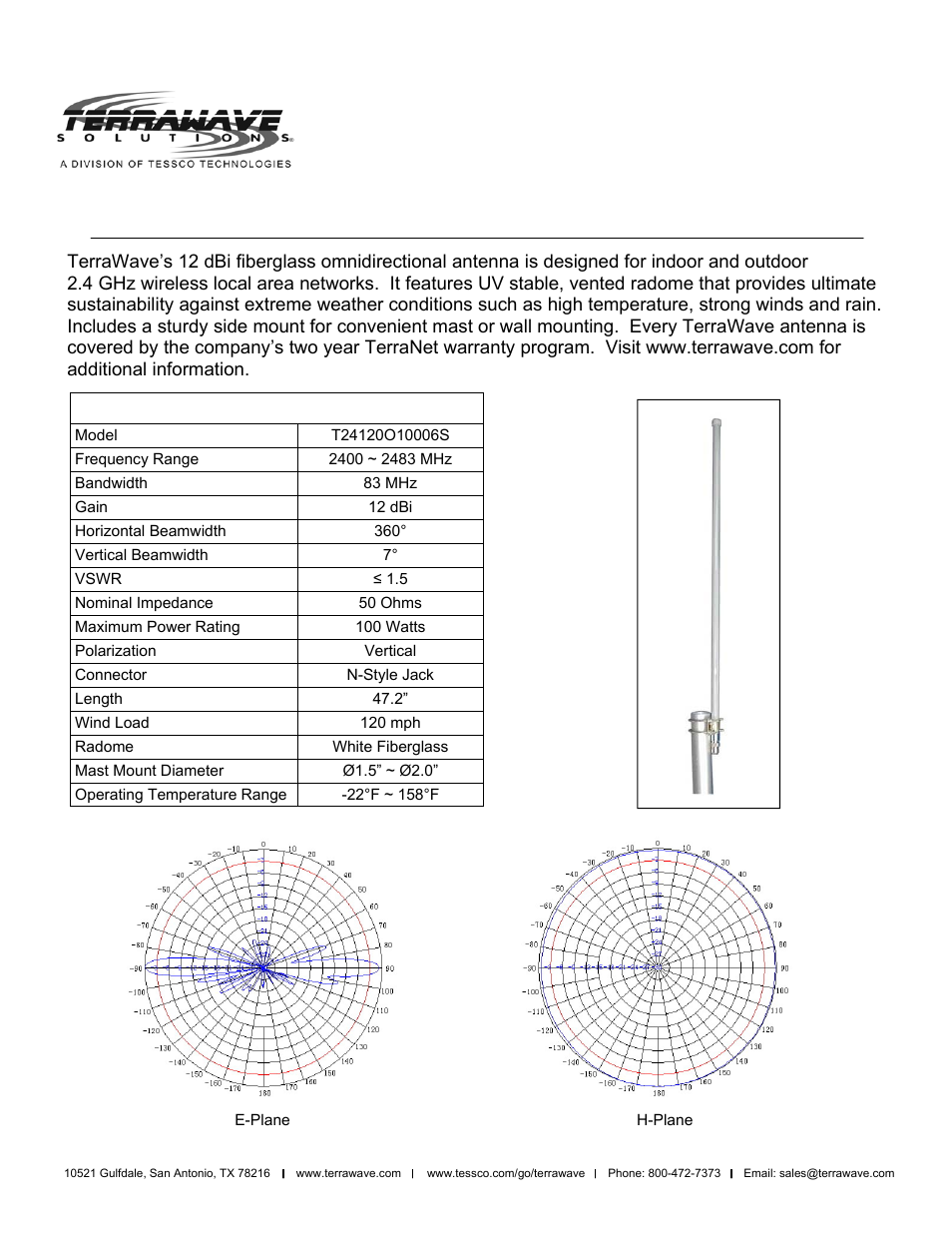 TerraWave T24120O10006S User Manual | 2 pages