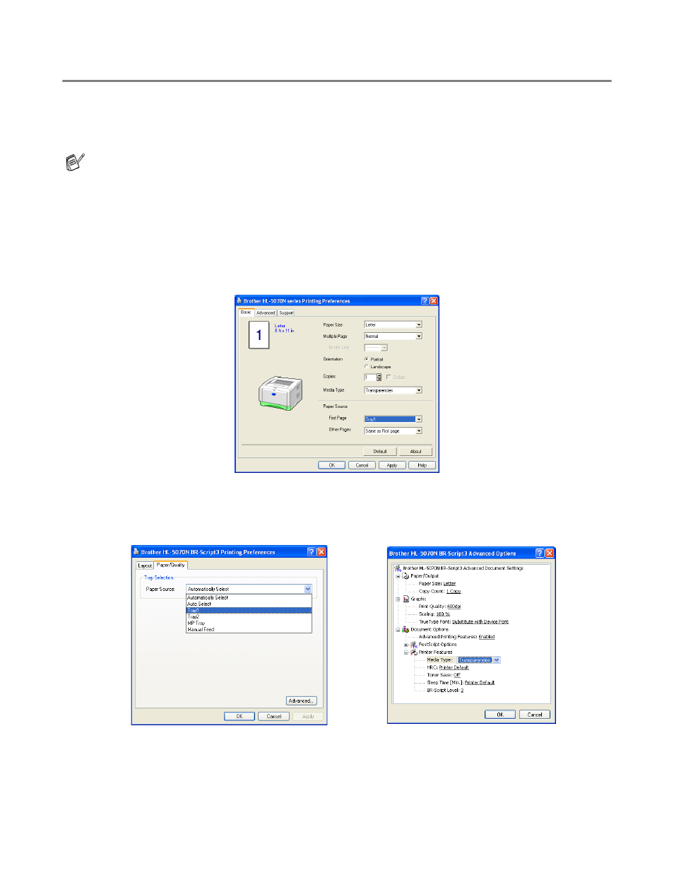 Printing on transparencies, Printing on transparencies from the paper tray, Printing on transparencies -33 | Printing on transparencies from the paper tray -33 | Brother HL-5050 User Manual | Page 50 / 137