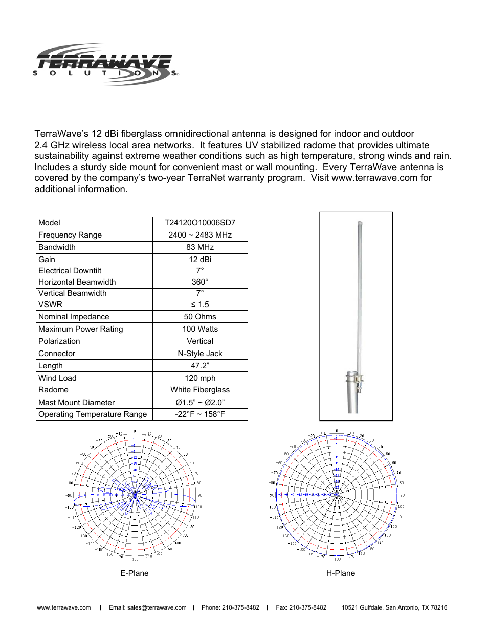 TerraWave T24120O10006SD7 User Manual | 2 pages