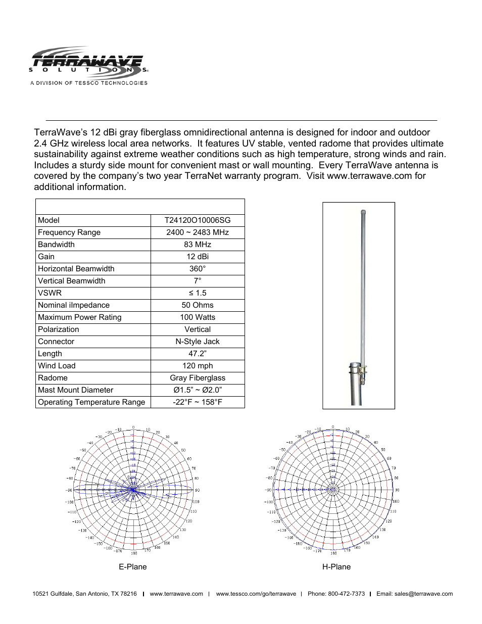TerraWave T24120O10006SG User Manual | 2 pages