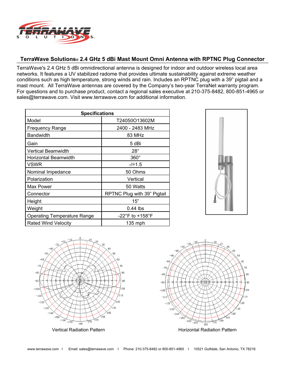 TerraWave T24050O13602M User Manual | 2 pages