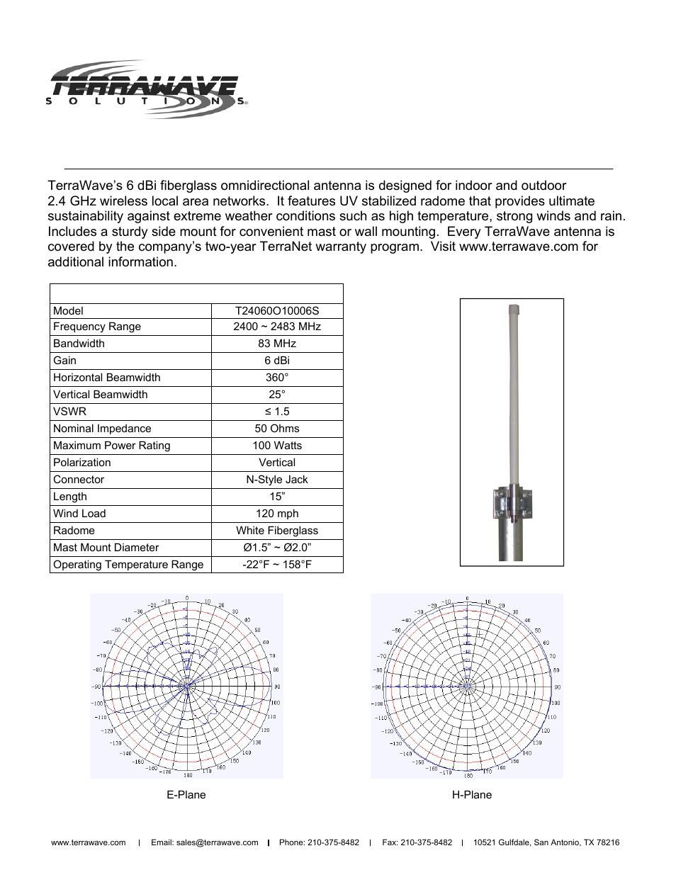 TerraWave T24060O10006S User Manual | 2 pages