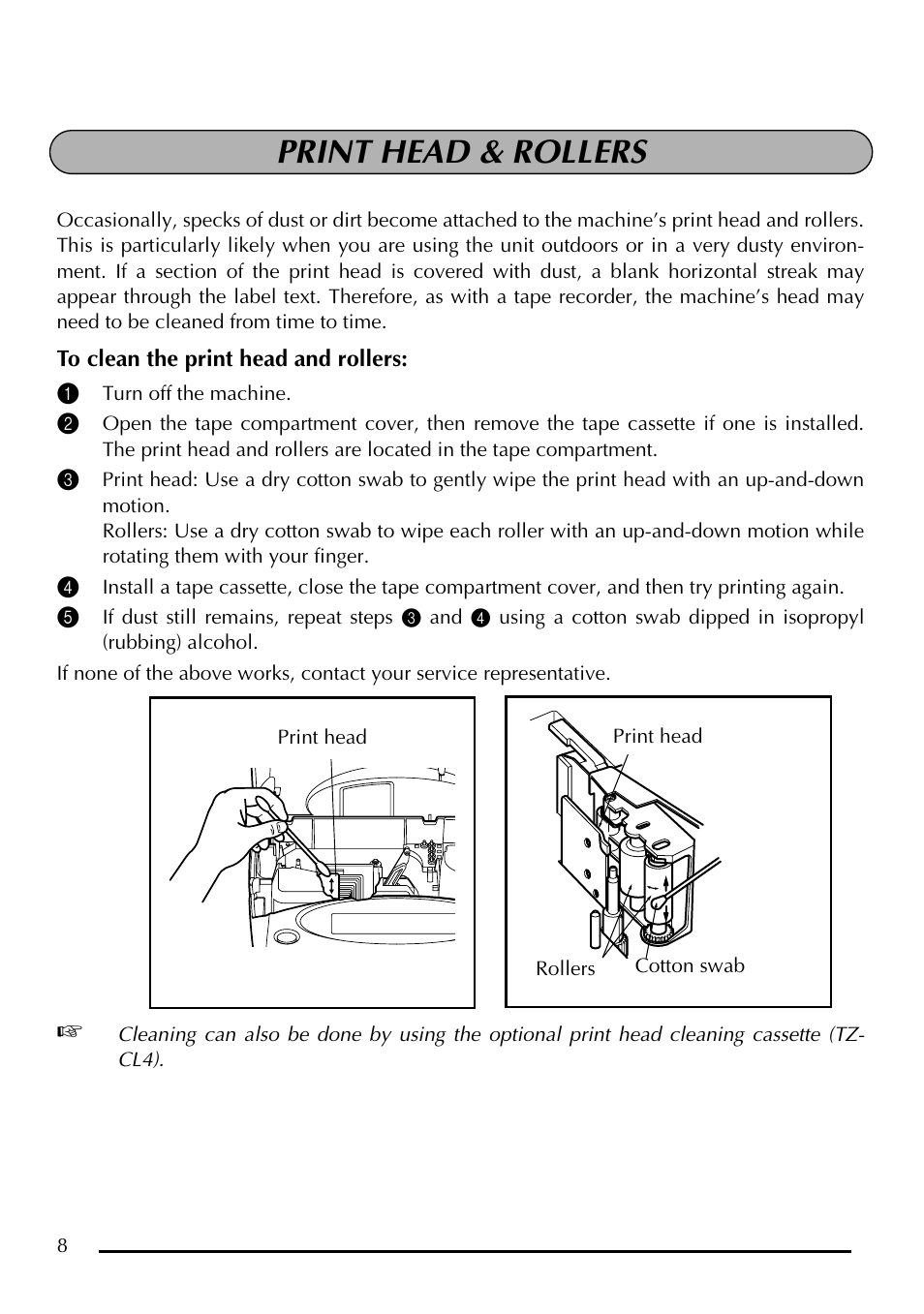 Print head & rollers | Brother P-touch PT-1750 User Manual | Page 10 / 68