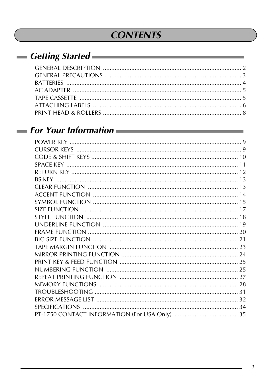 Brother P-touch PT-1750 User Manual | Page 3 / 68