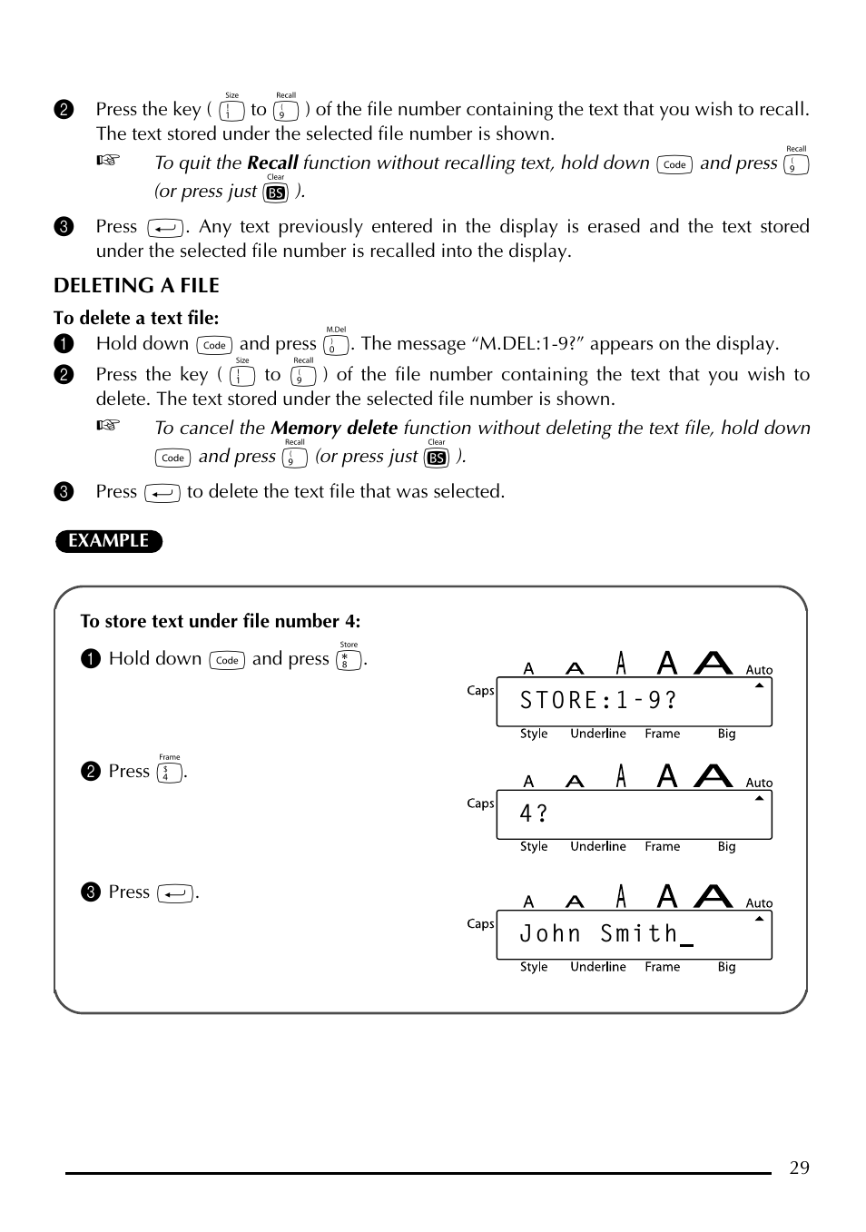 Store:1-9? 4? john smith | Brother P-touch PT-1750 User Manual | Page 31 / 68