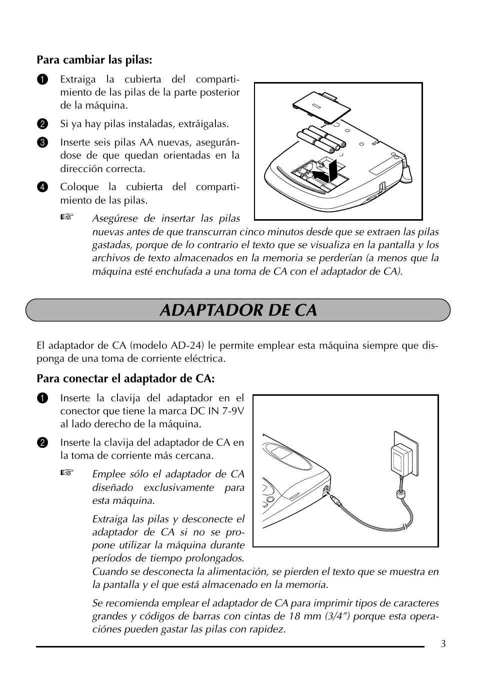 Adaptador de ca | Brother P-touch PT-1750 User Manual | Page 43 / 68