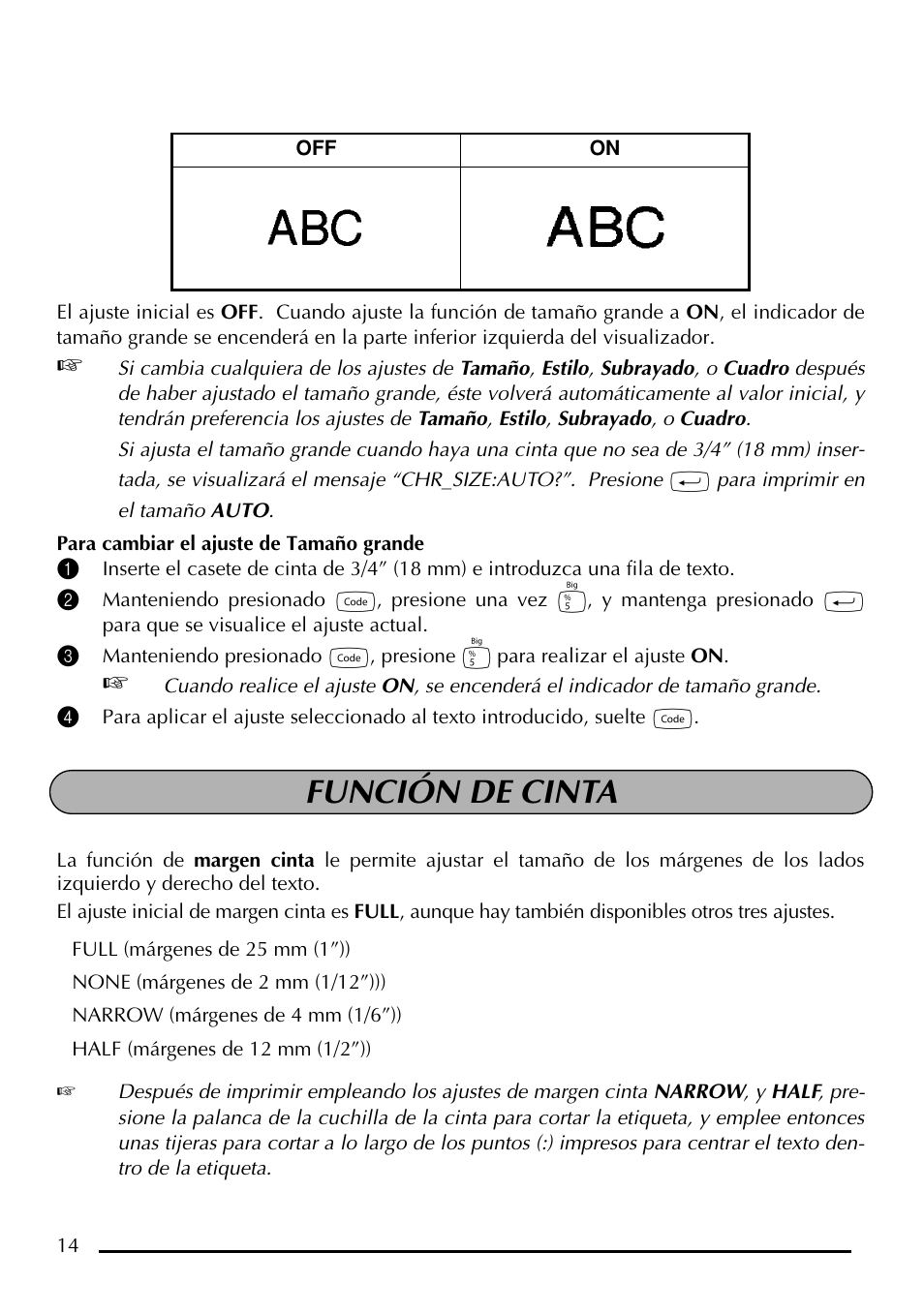 Función de cinta | Brother P-touch PT-1750 User Manual | Page 54 / 68