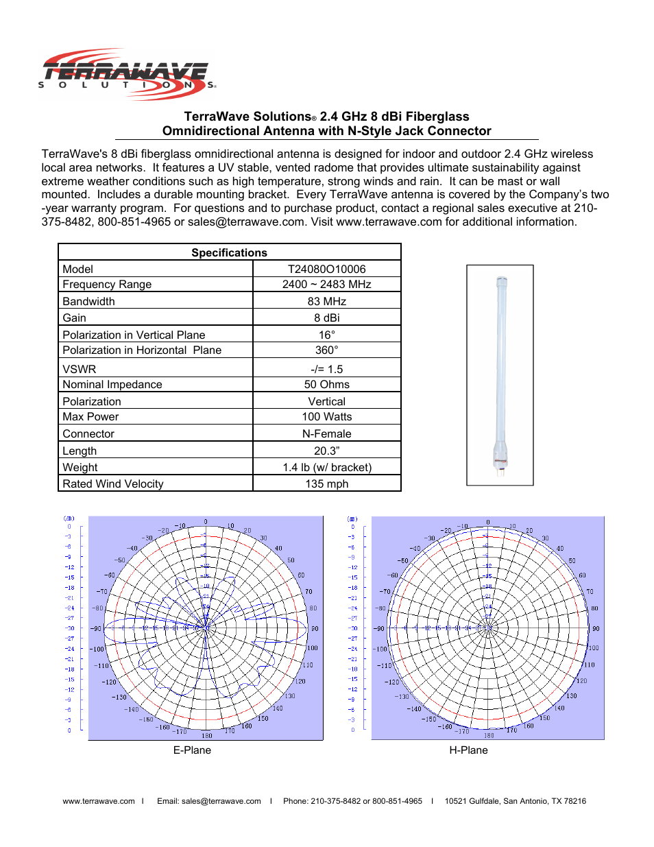 TerraWave T24080O10006 User Manual | 2 pages