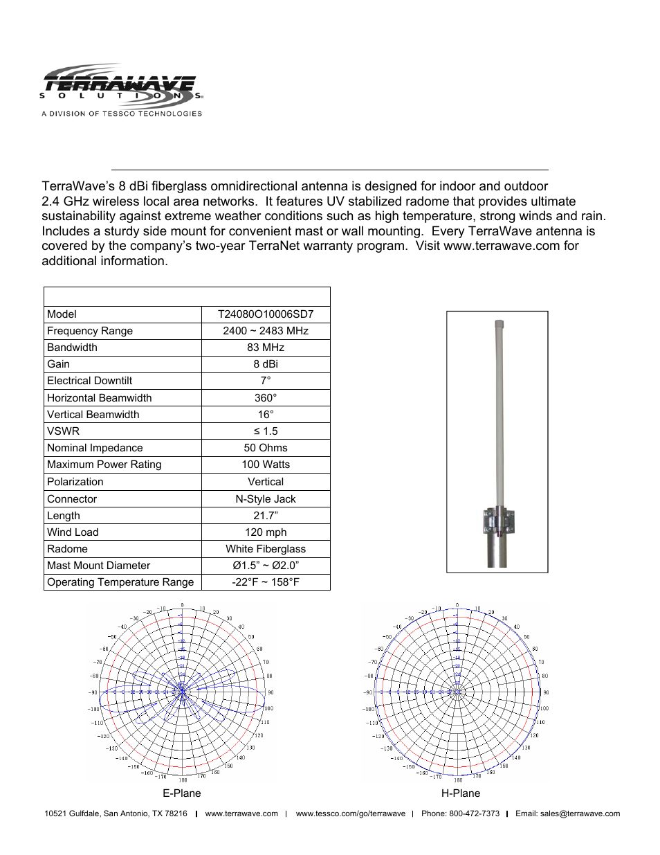 TerraWave T24080O10006SD7 User Manual | 2 pages