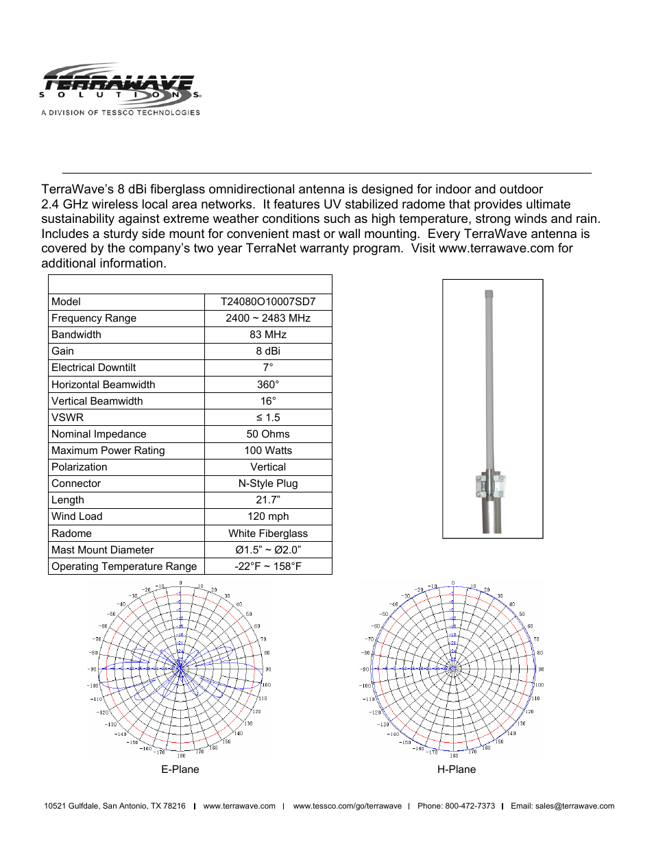 TerraWave T24080O10007SD7 User Manual | 2 pages