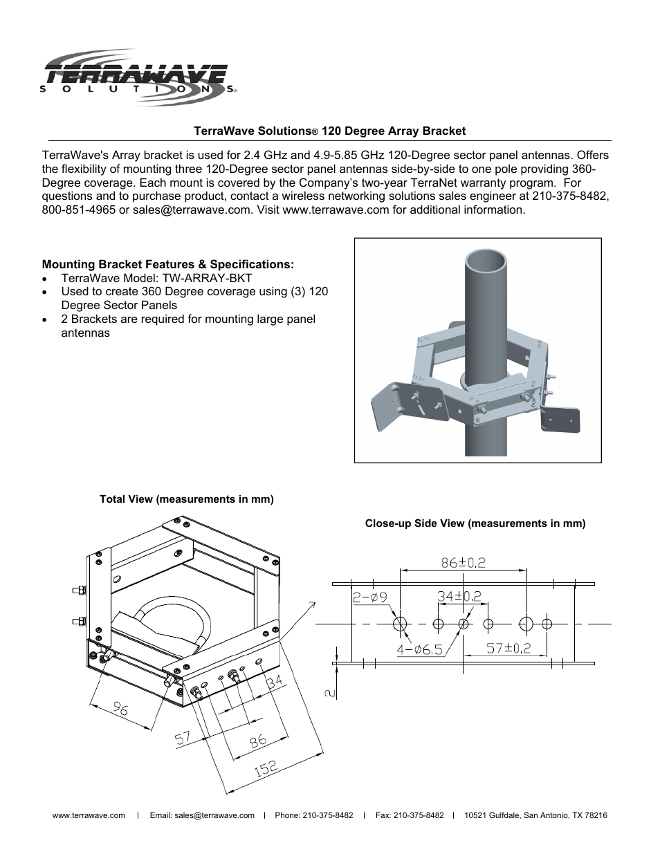 TerraWave TW-ARRAY-BKT User Manual | 1 page