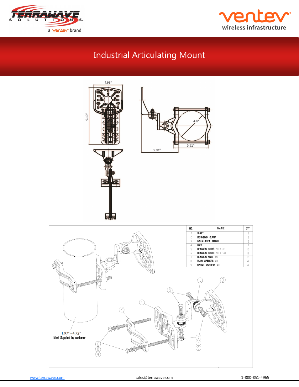 Industrial articulating mount | TerraWave TW-IART-MOUNTT User Manual | Page 2 / 2