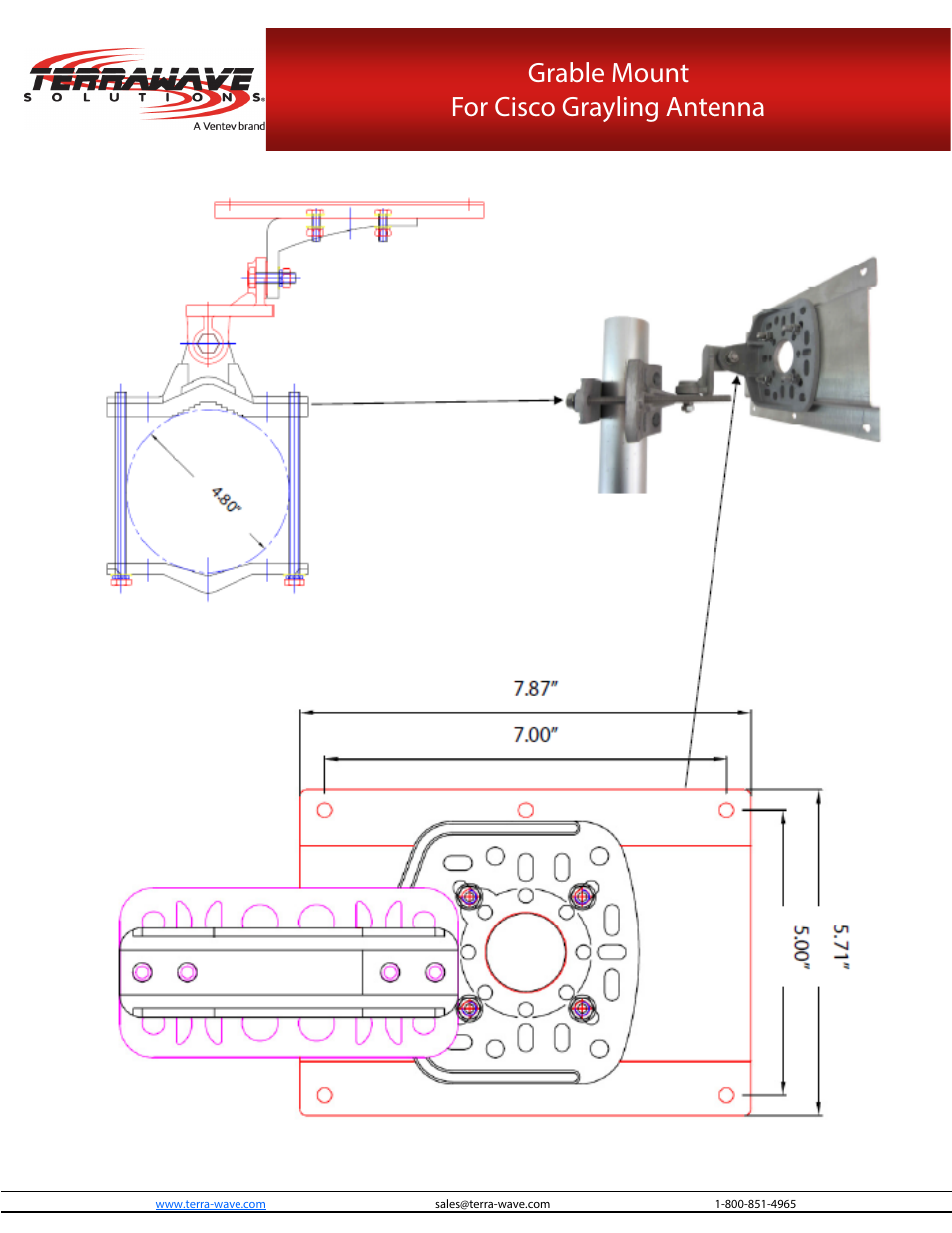 Grable mount for cisco grayling antenna | TerraWave TW-GRAYGIM-MNT User Manual | Page 2 / 3