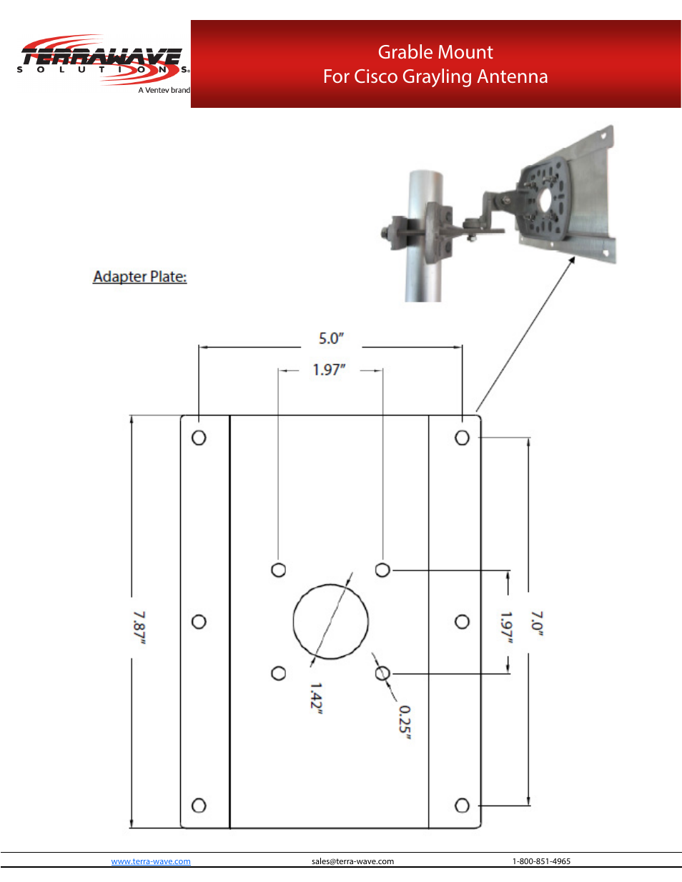 Grable mount for cisco grayling antenna | TerraWave TW-GRAYGIM-MNT User Manual | Page 3 / 3