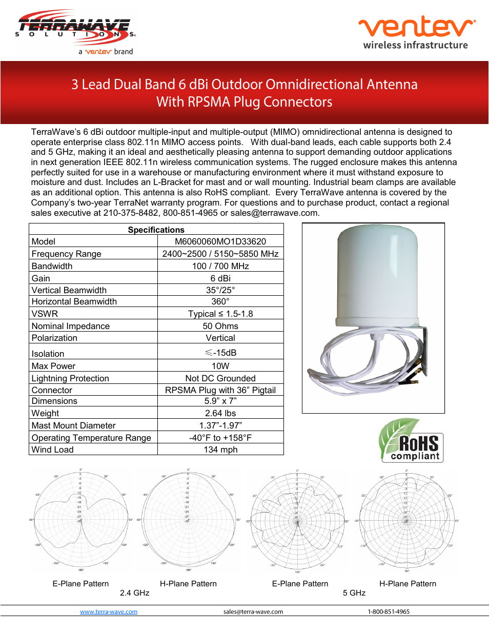 TerraWave M6060060MO1D33620 User Manual | 2 pages