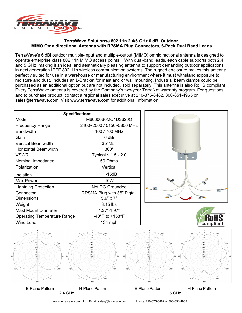 TerraWave M6060060MO1D3620O User Manual | 3 pages