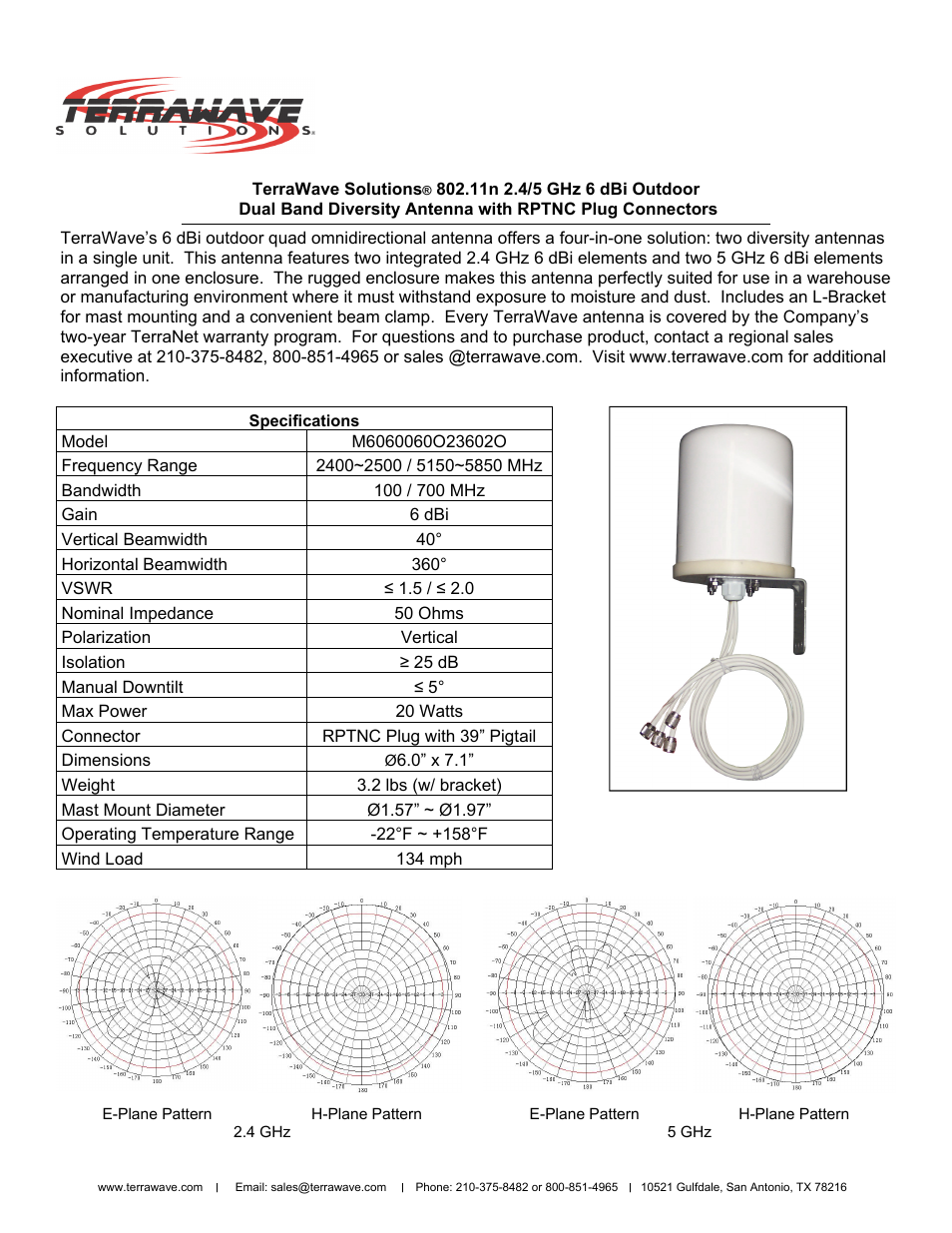 TerraWave M6060060O23602O User Manual | 2 pages