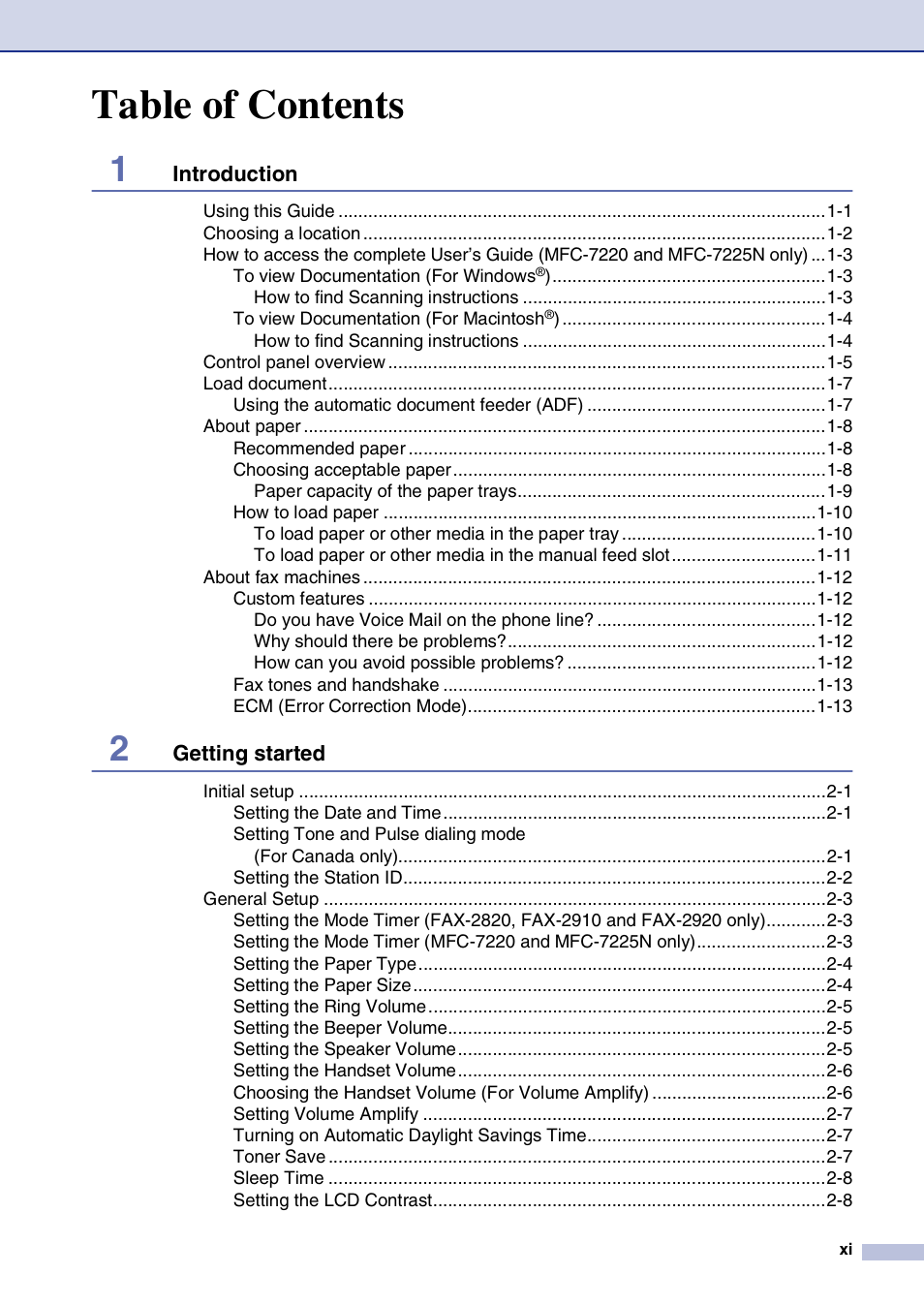Brother IntelliFax-2820 User Manual | Page 13 / 159