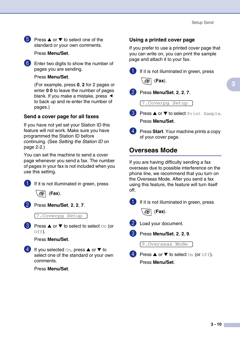 Overseas mode, Overseas mode -10 | Brother IntelliFax-2820 User Manual | Page 54 / 159
