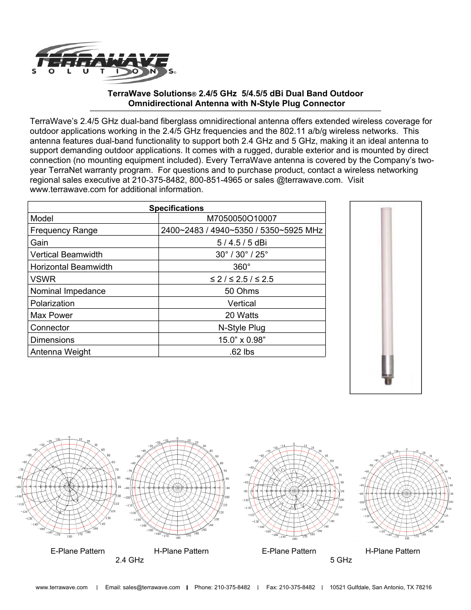 TerraWave M7050050O10007 User Manual | 1 page