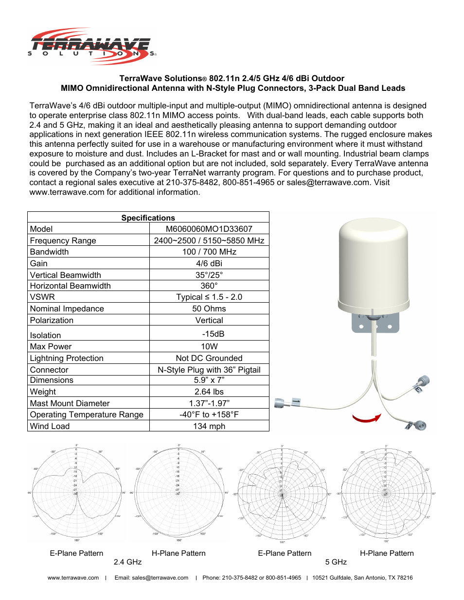 TerraWave M6060060MO1D33607 User Manual | 2 pages