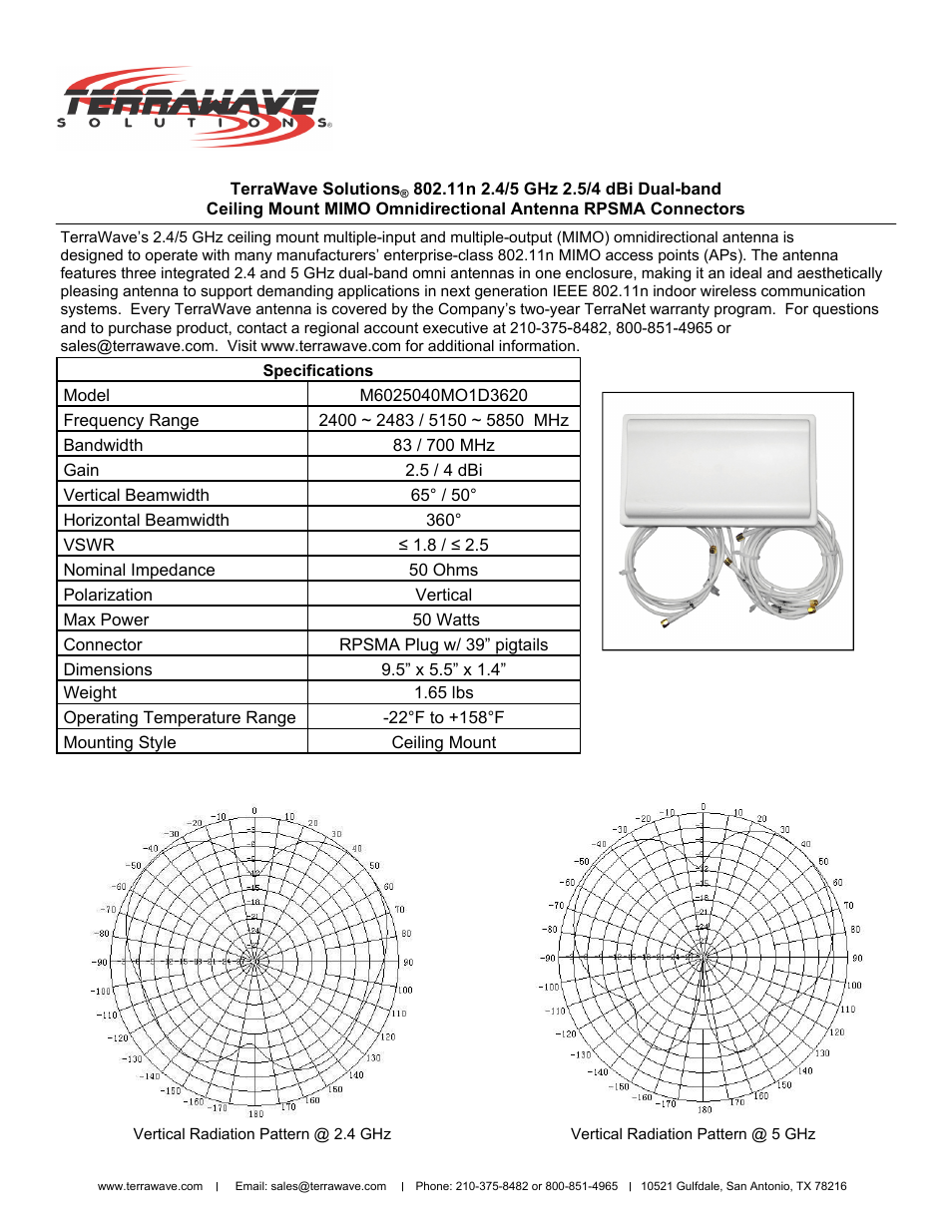 TerraWave M6025040MO1D3620 User Manual | 2 pages