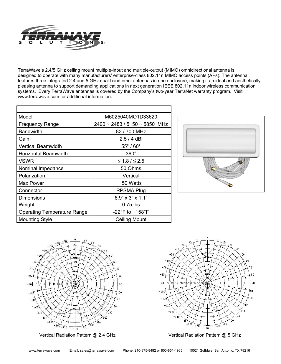 TerraWave M6025040MO1D33620 User Manual | 2 pages