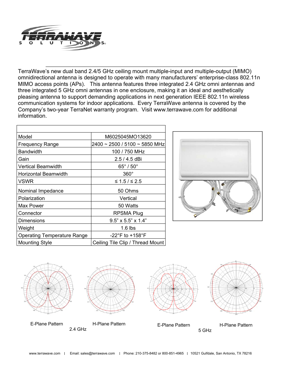 TerraWave M6025045MO13620 User Manual | 2 pages