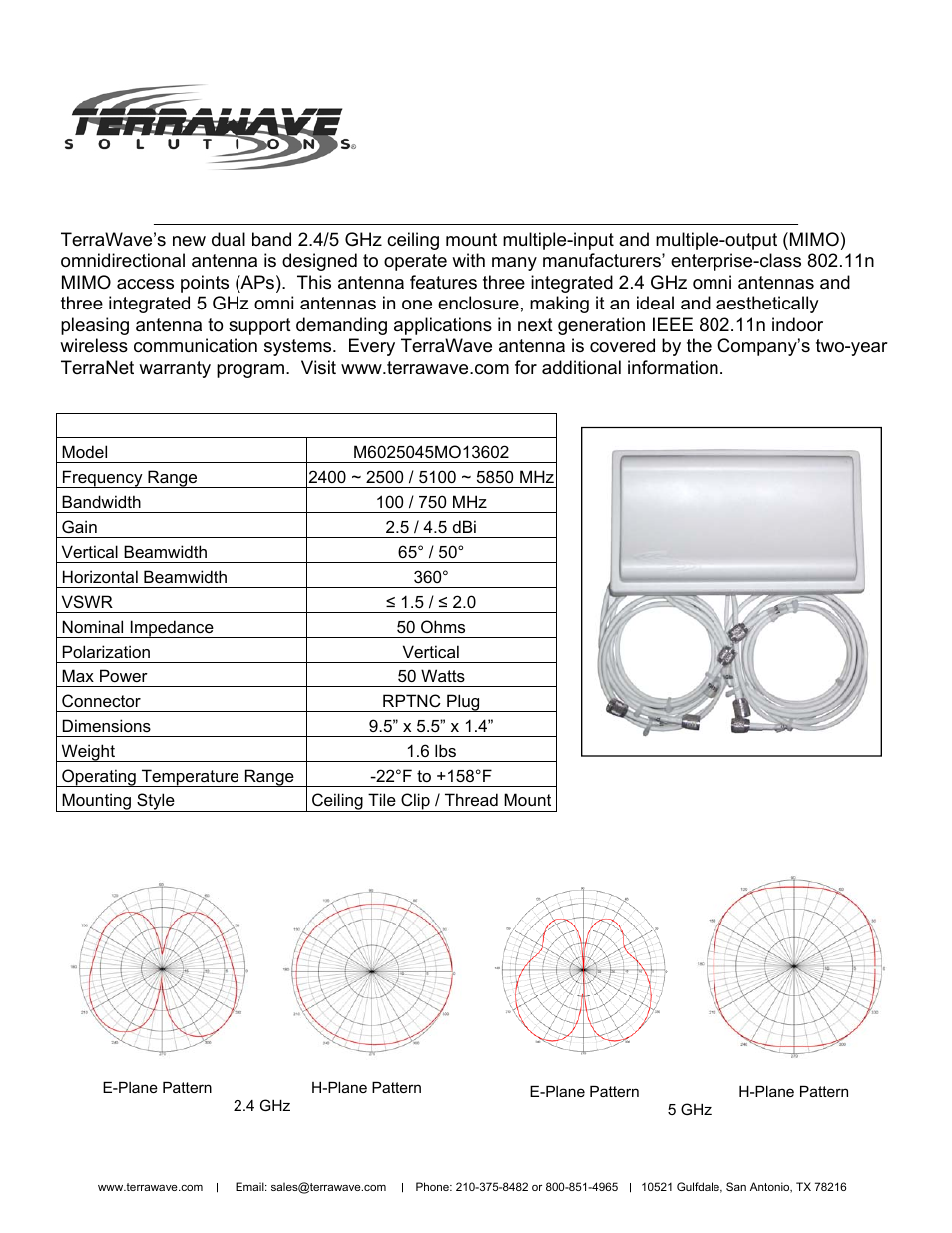 TerraWave M6025045MO13602 User Manual | 2 pages