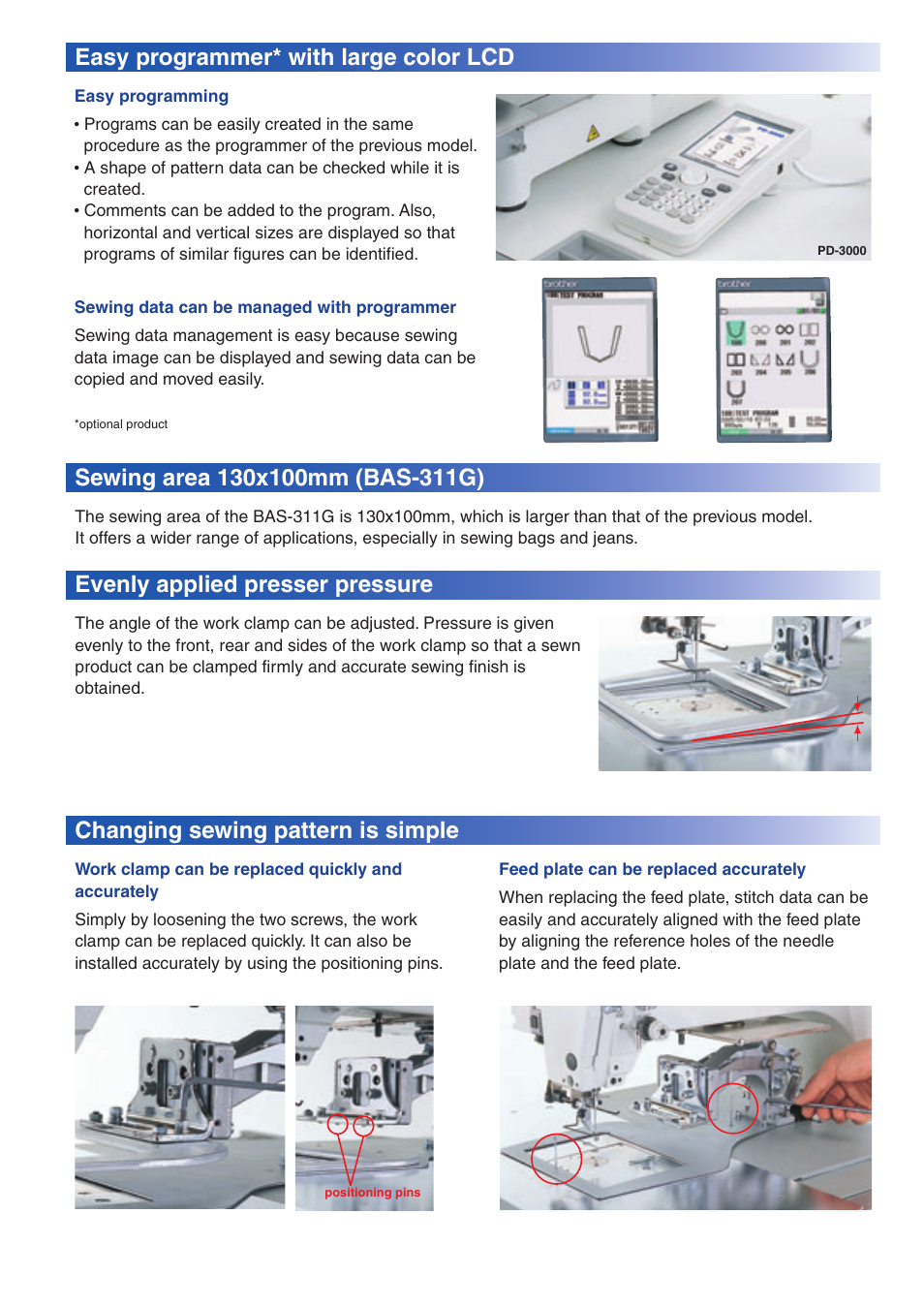 Brother Direct Drive Programmable electonic pattern sewer with cylinder bed BAS-311G User Manual | Page 4 / 6