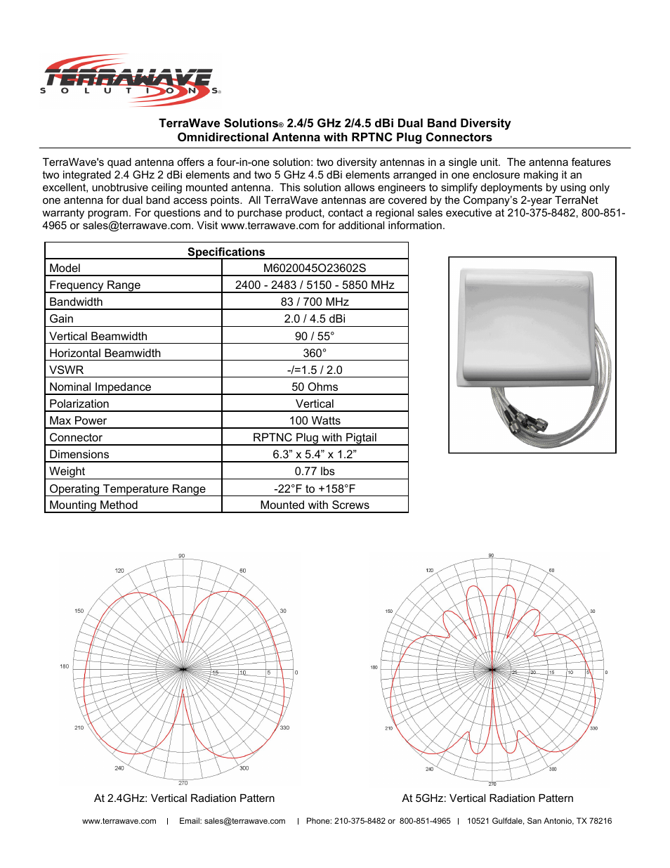 TerraWave M6020045O23602S User Manual | 2 pages