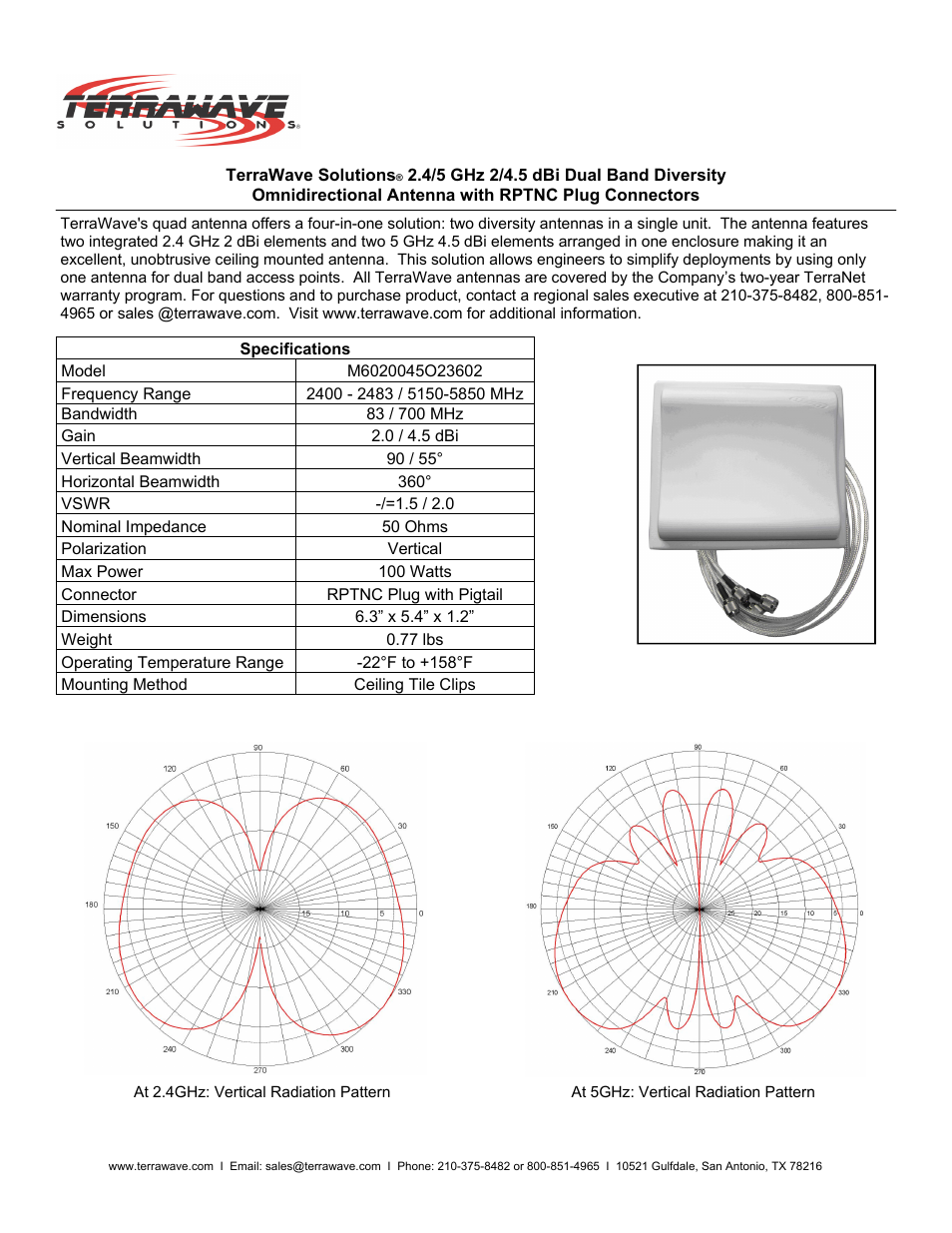 TerraWave M6020045O23602 User Manual | 2 pages
