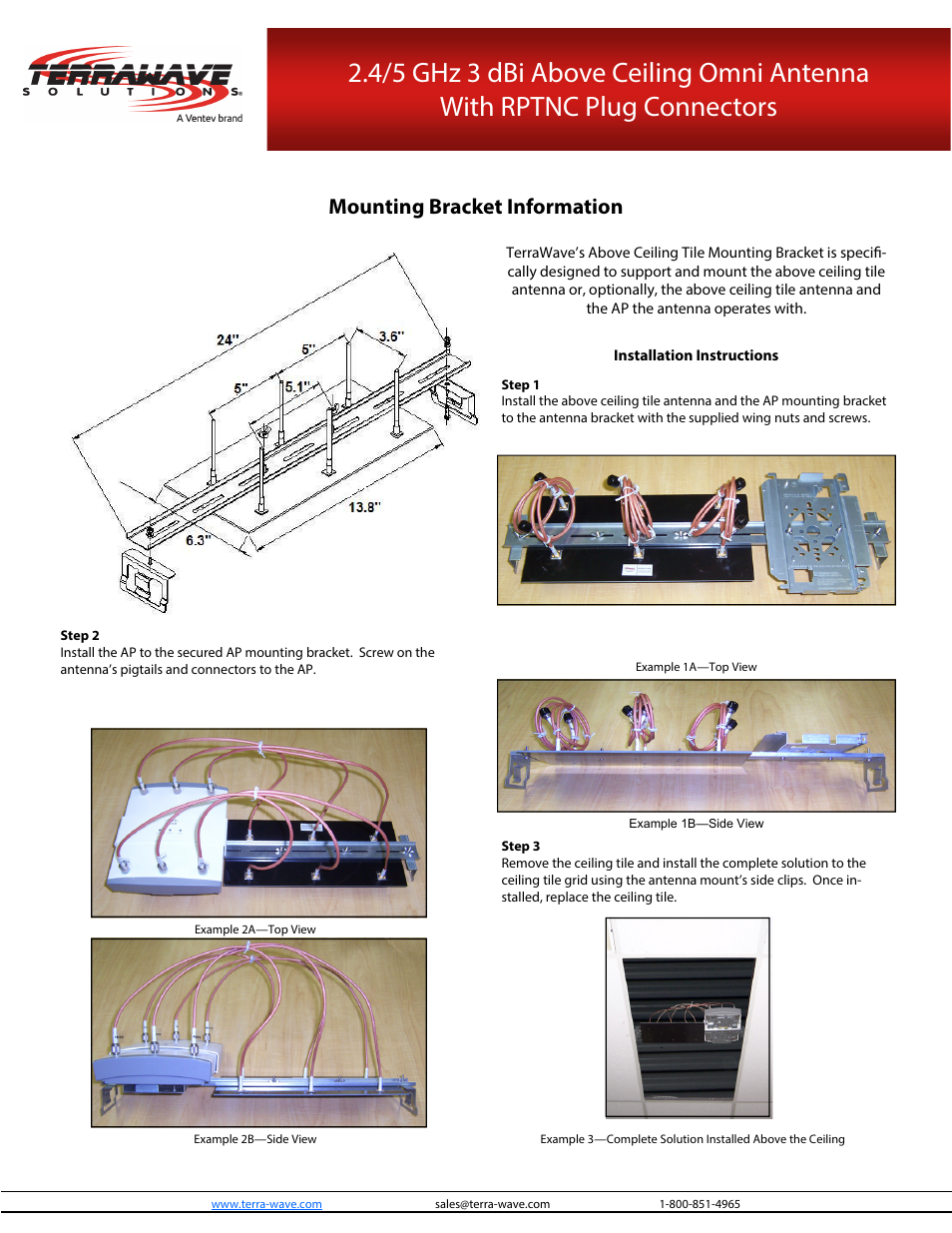 Mounting bracket information | TerraWave M6030030O32402A User Manual | Page 2 / 2