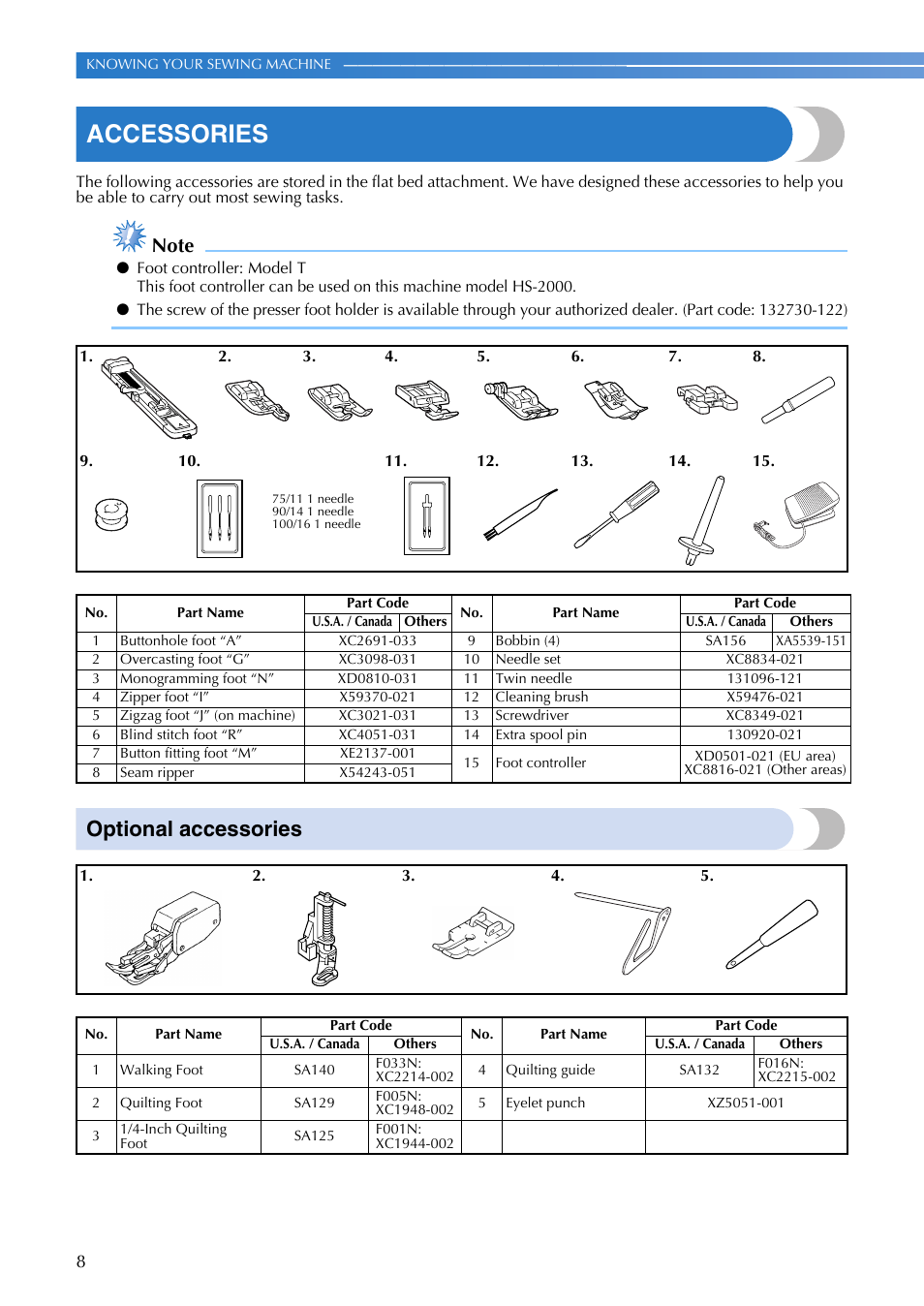 Accessories, Optional accessories | Brother EN 1470 User Manual | Page 10 / 72