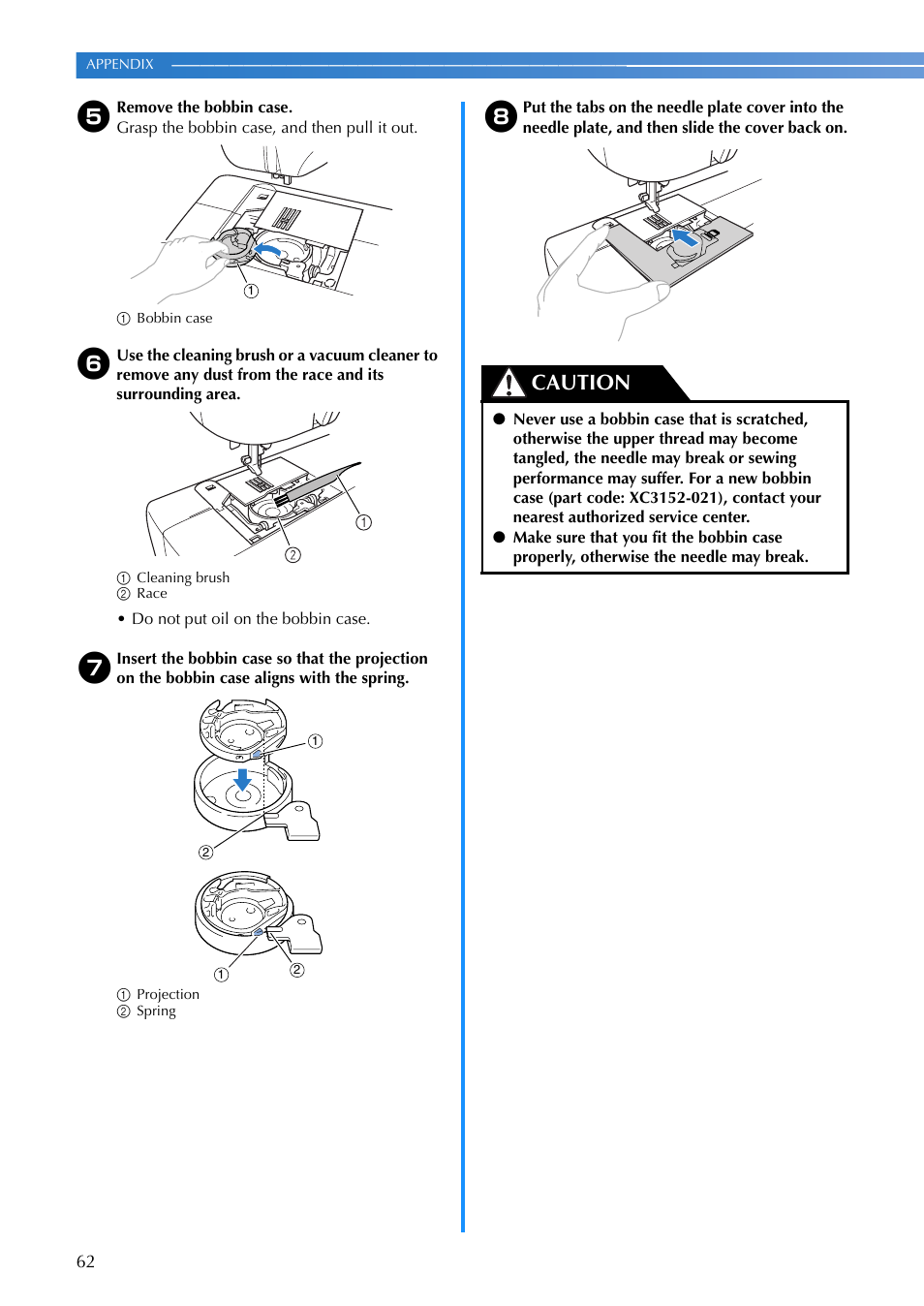 Caution | Brother EN 1470 User Manual | Page 64 / 72