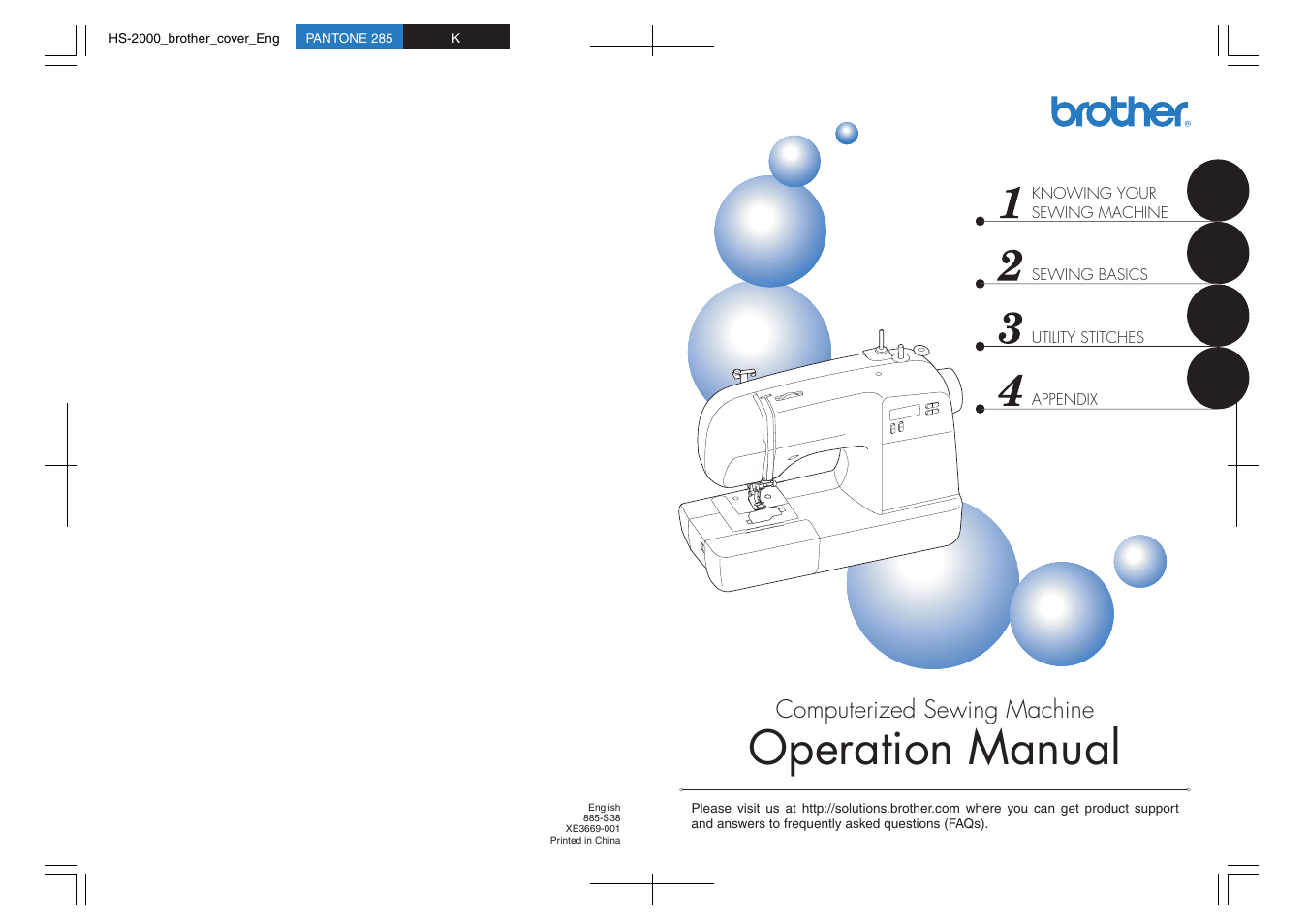 Operation manual, Computerized sewing machine | Brother EN 1470 User Manual | Page 72 / 72