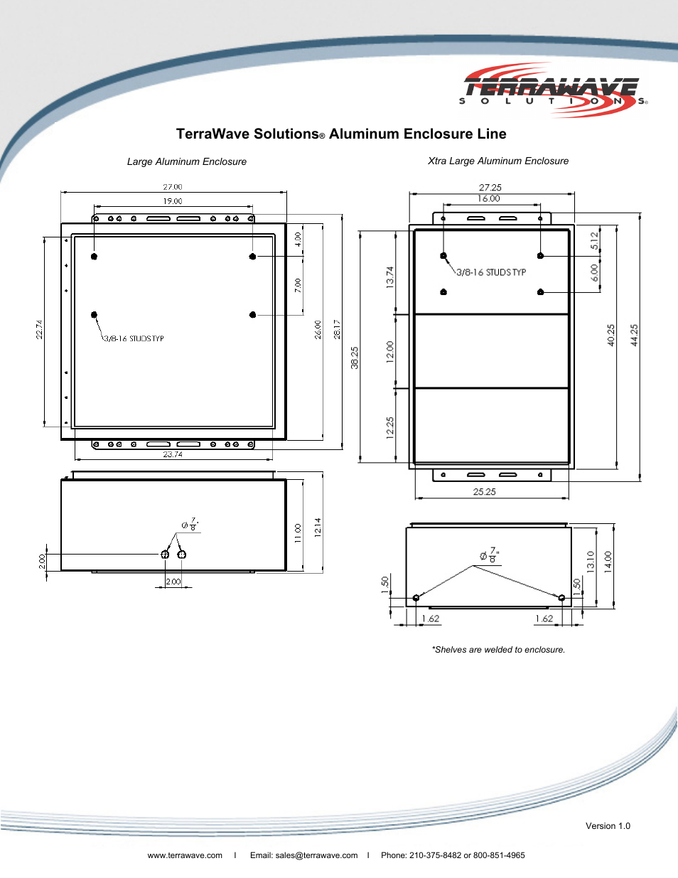 Terrawave solutions, Aluminum enclosure line | TerraWave 707769 User Manual | Page 3 / 3