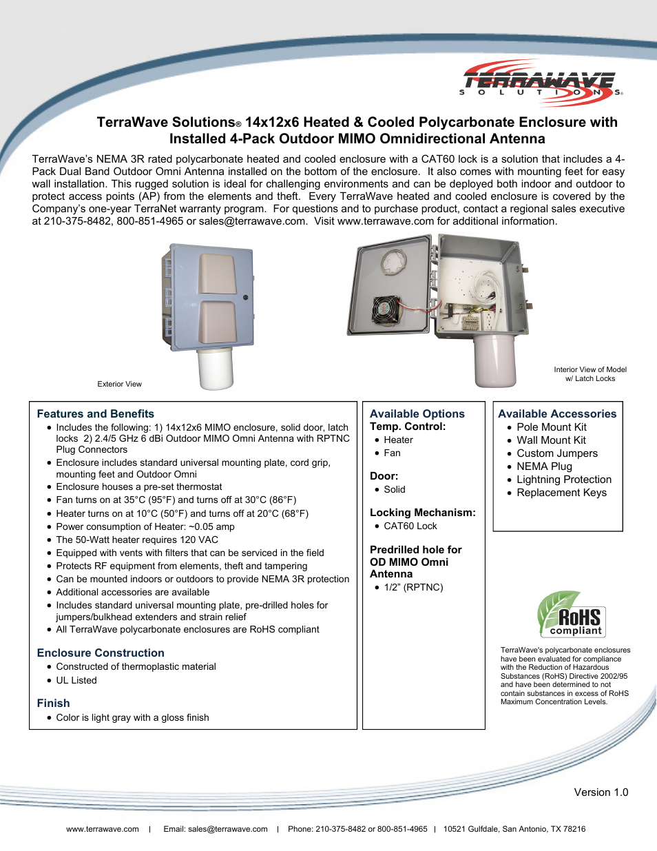 TerraWave 14126OHCPLY-OO-RT User Manual | 2 pages