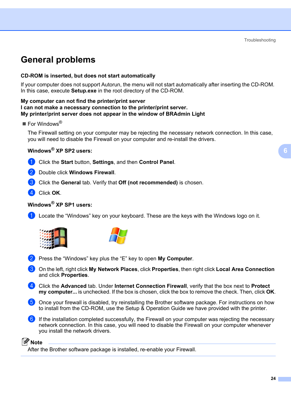 General problems | Brother ETHERNET QL-580N User Manual | Page 29 / 42