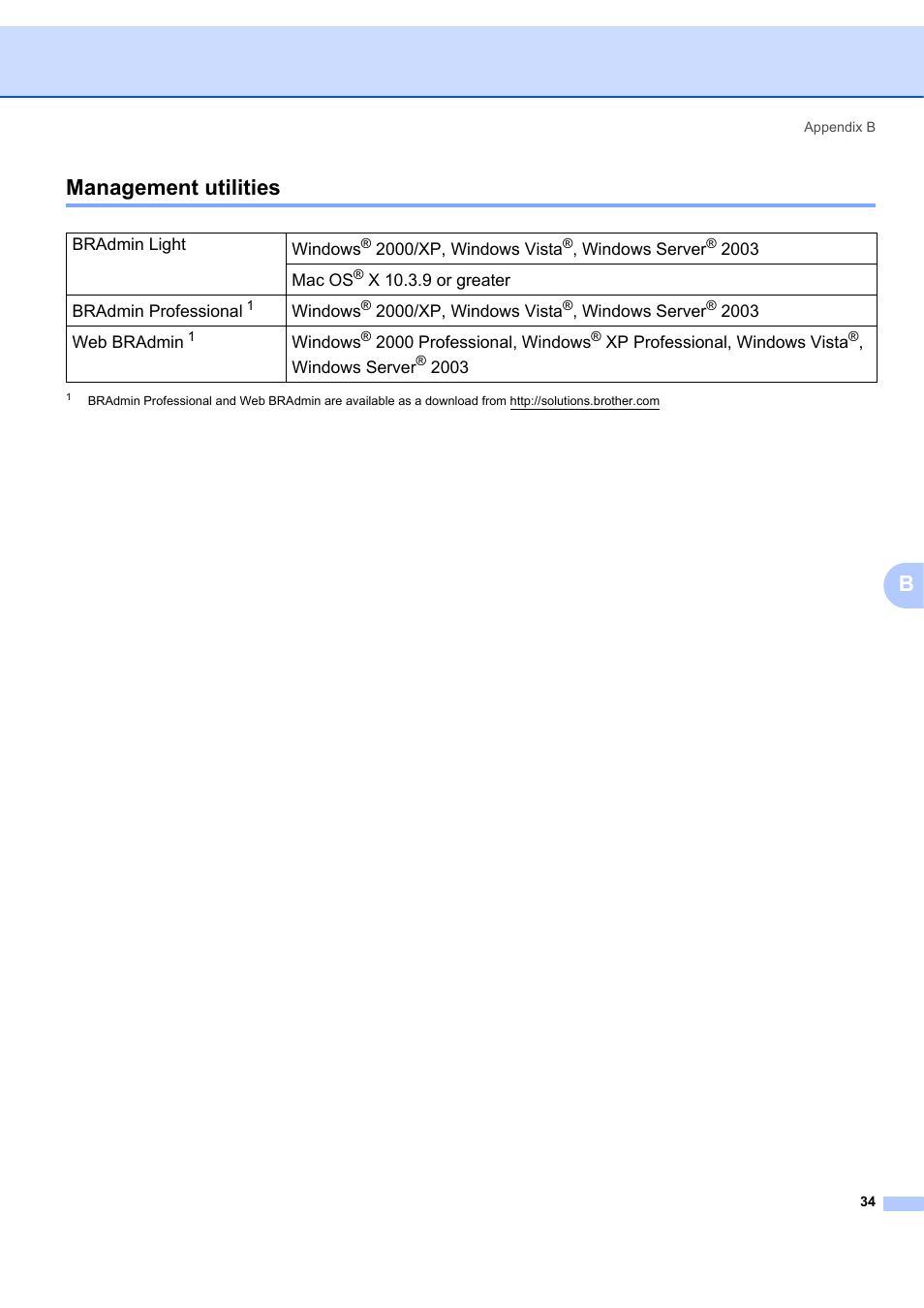 Management utilities, Bmanagement utilities | Brother ETHERNET QL-580N User Manual | Page 39 / 42