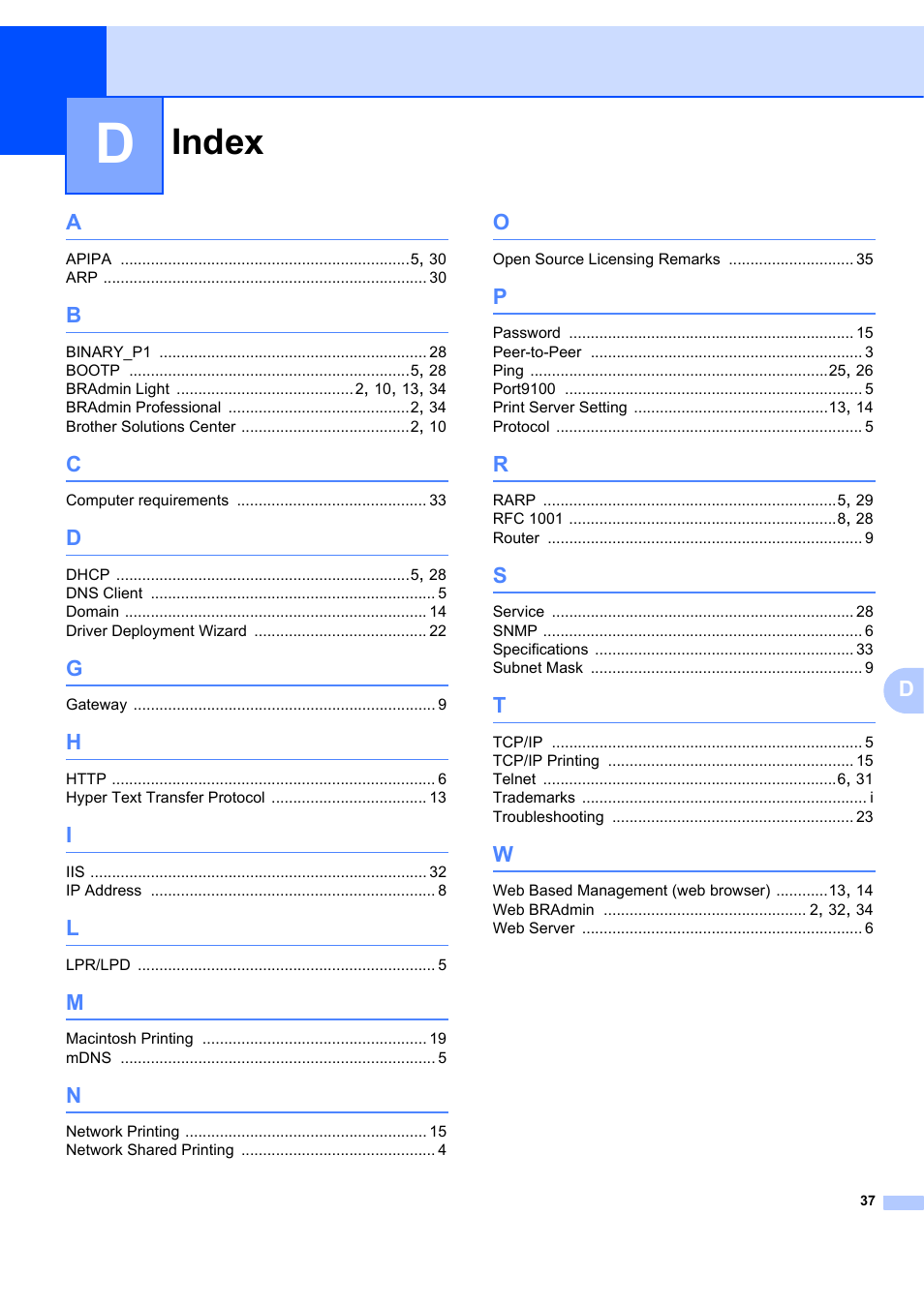 Index | Brother ETHERNET QL-580N User Manual | Page 42 / 42