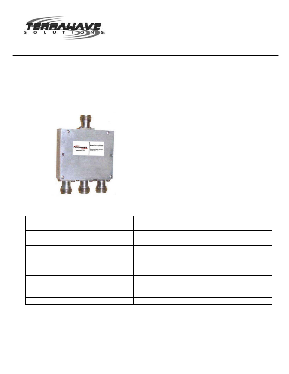 TerraWave RMFLT-3-2400N User Manual | 1 page