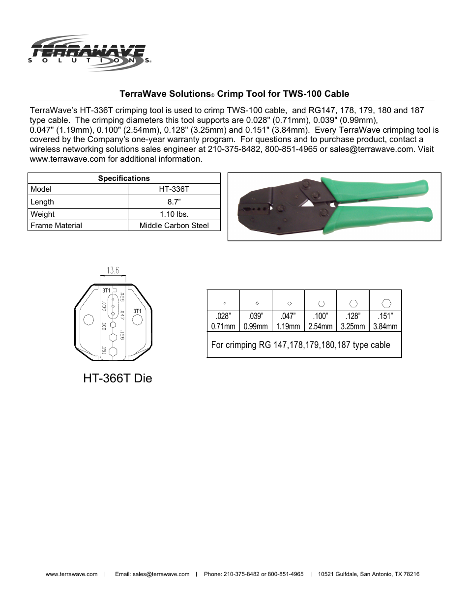 TerraWave HT-336P1 User Manual | 2 pages