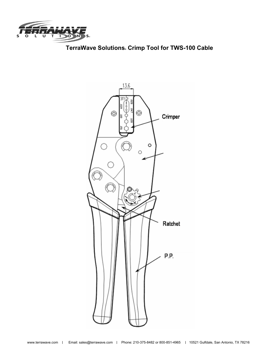 Terrawave solutions, Crimp tool for tws-100 cable | TerraWave HT-336P1 User Manual | Page 2 / 2
