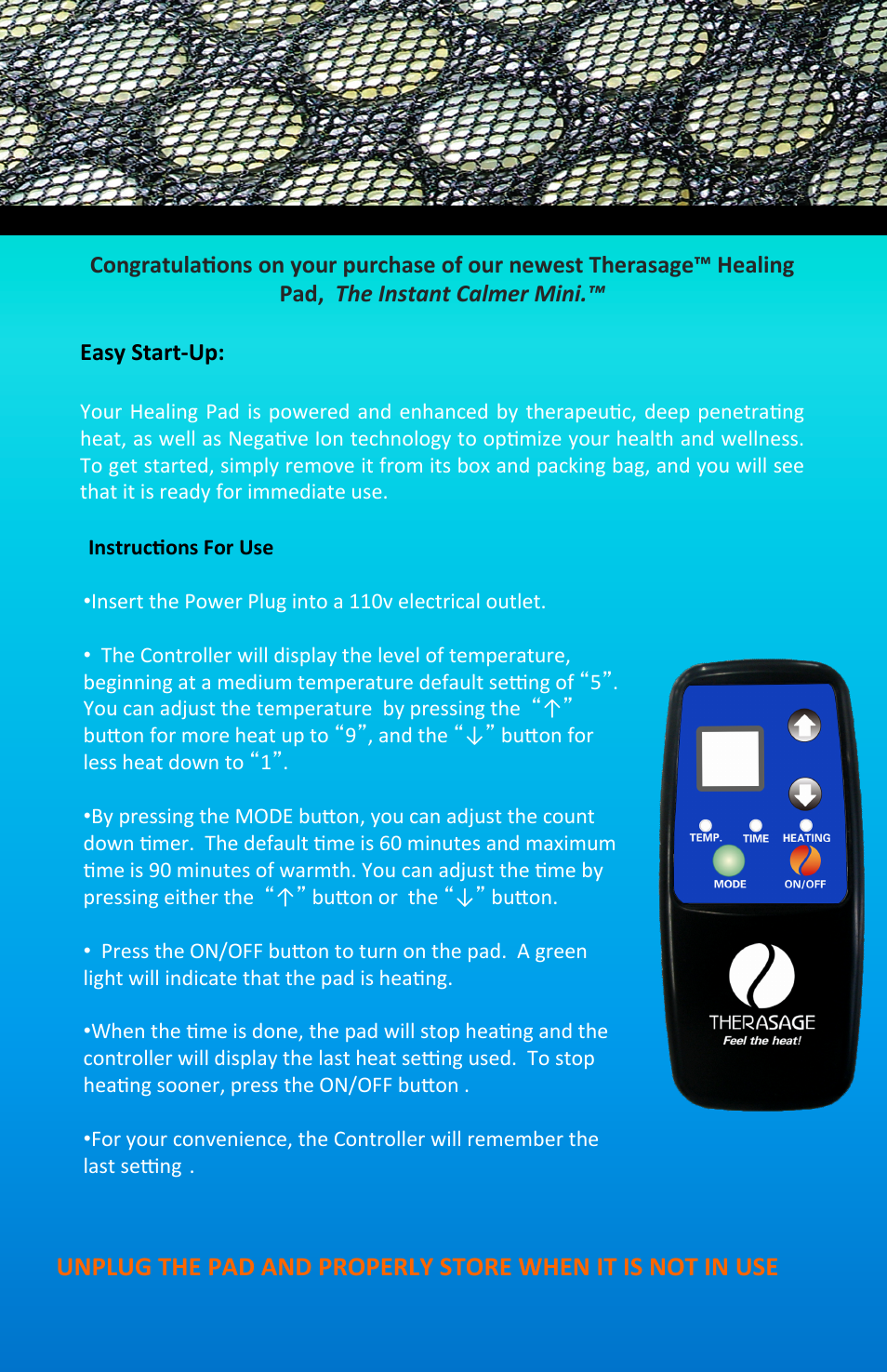 Therasage Mini Instant Calmer User Manual | Page 2 / 12