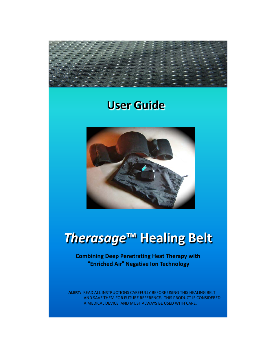 Therasage Healing Belt HB1600 User Manual | 12 pages