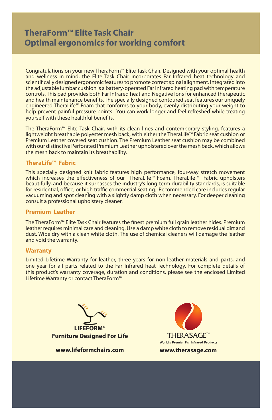 Therasage Task Chair User Manual | Page 2 / 8