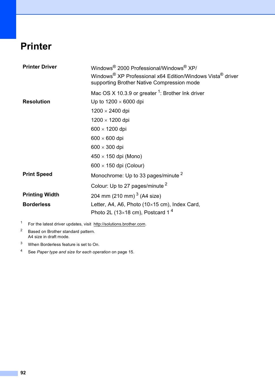 Printer | Brother DCP-375CW User Manual | Page 100 / 109