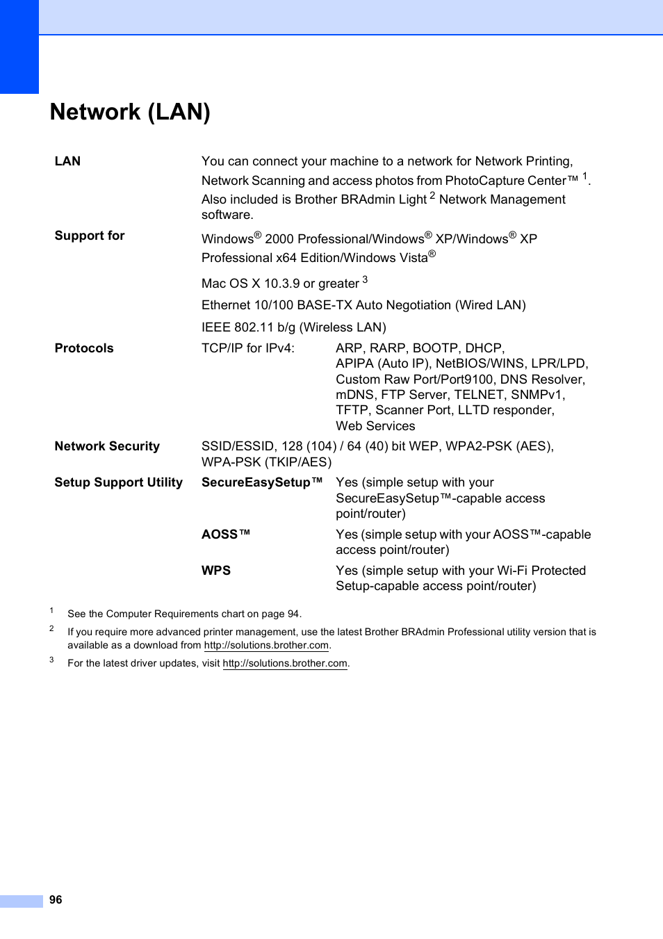 Network (lan) | Brother DCP-375CW User Manual | Page 104 / 109