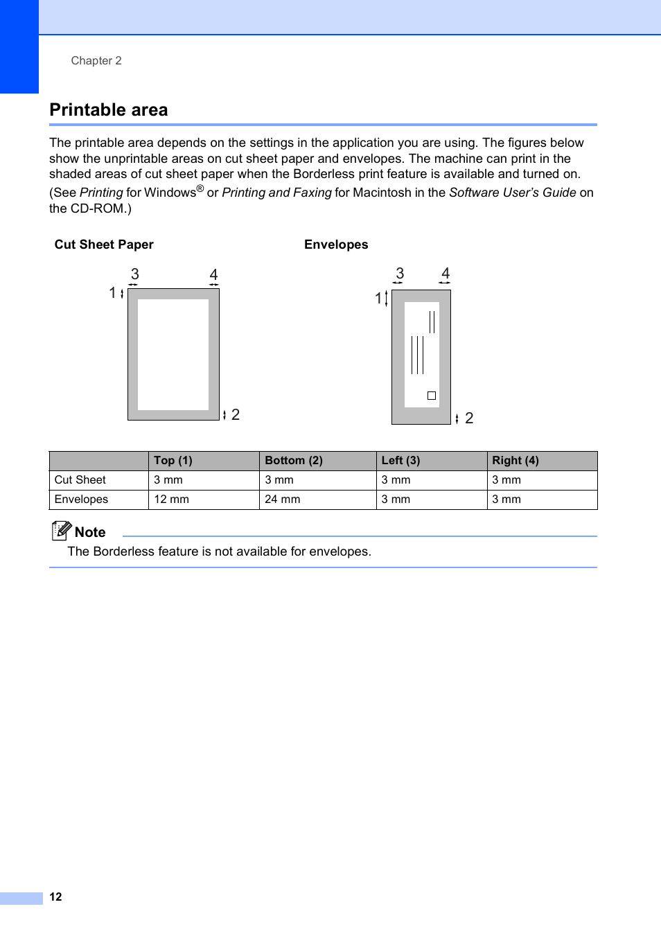 Printable area | Brother DCP-375CW User Manual | Page 20 / 109